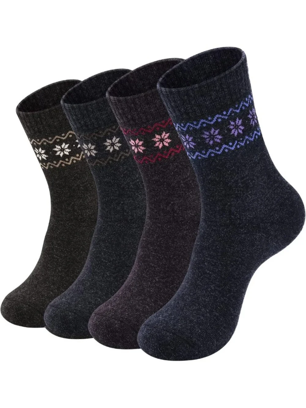 Cozy Merino Wool Winter Socks for Women - Thick, Warm, 4 Pairs for Cold Weather